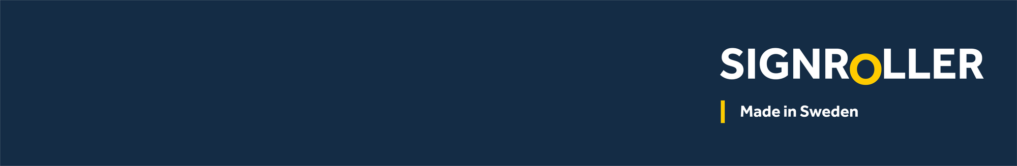 SIGNROLLER logo with 'Made in Sweden' text on a dark blue background footer bar