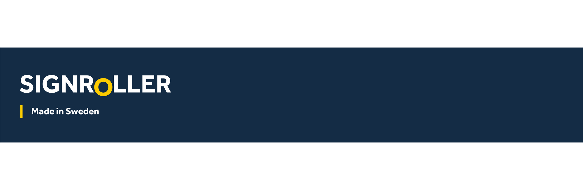 SIGNROLLER logo with 'Made in Sweden' text on a blue background header bar
